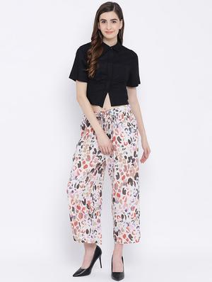tie front printed culotte - 17010995 - Standard Image - 4