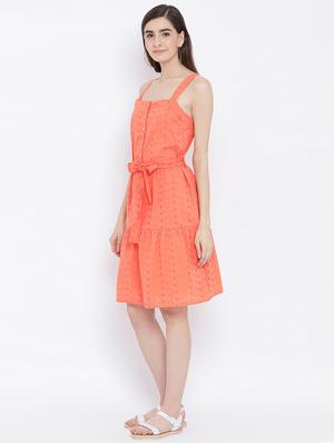 tie front schiffli flared dress - 17011015 - Standard Image - 2