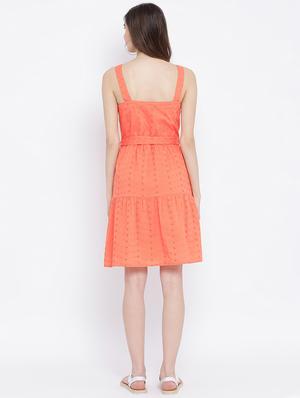 tie front schiffli flared dress - 17011015 - Standard Image - 3