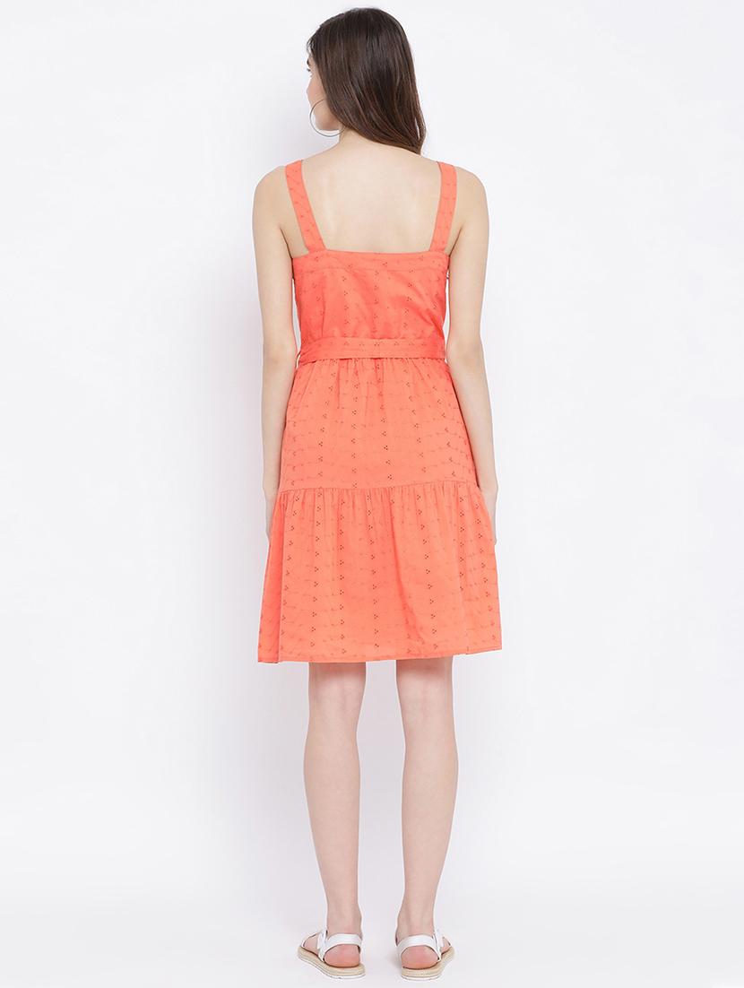 tie front schiffli flared dress - 17011015 - Zoom Image - 3