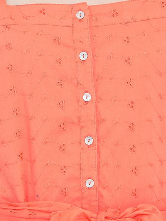 tie front schiffli flared dress - 17011015 - Zoom Image - 4