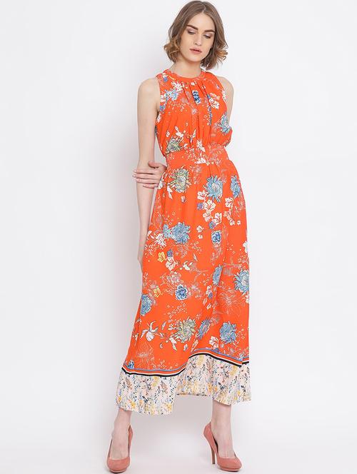 contrast print hem floral maxi dress - 17011023 - Standard Image - 1