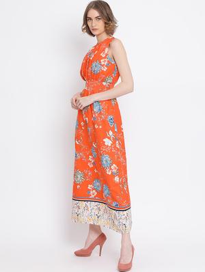 contrast print hem floral maxi dress - 17011023 - Standard Image - 2
