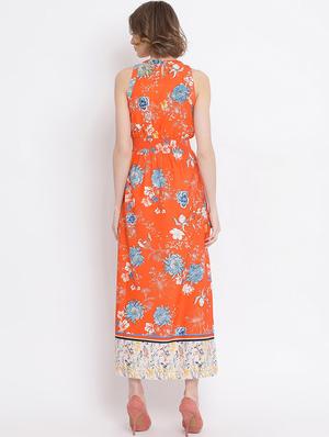 contrast print hem floral maxi dress - 17011023 - Standard Image - 3
