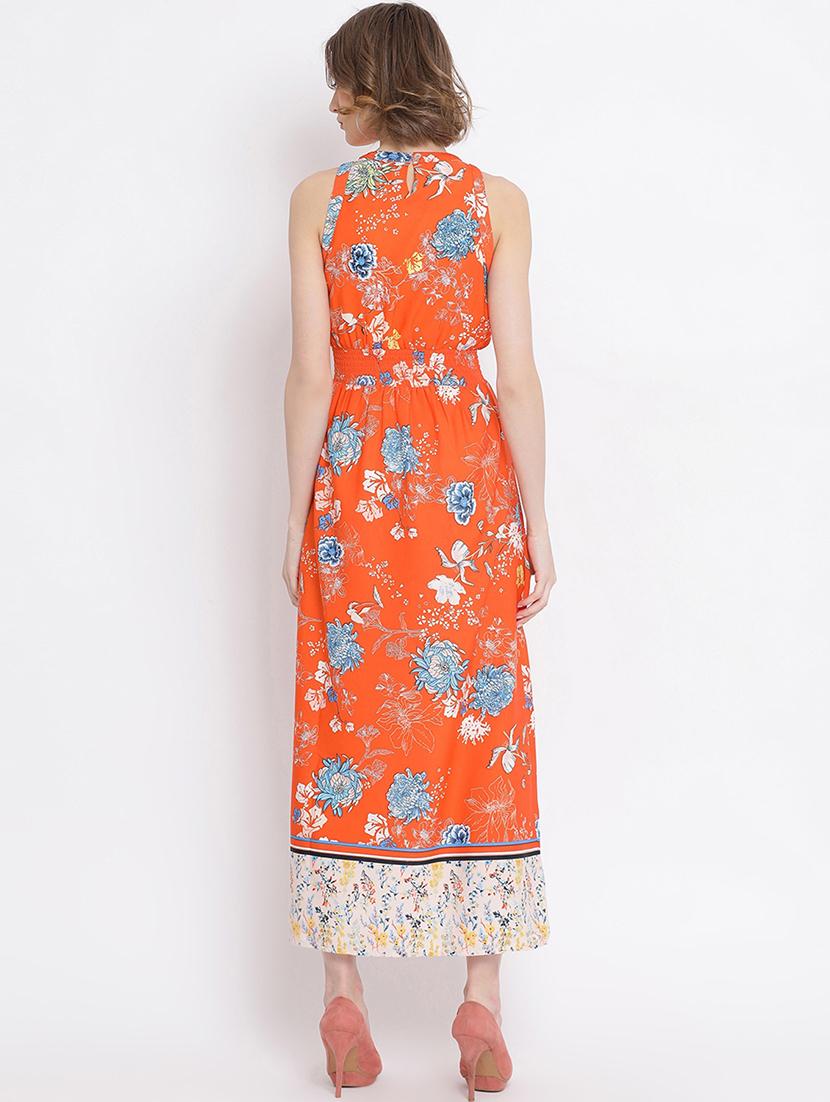 contrast print hem floral maxi dress - 17011023 - Zoom Image - 3