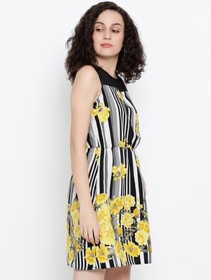 net panel floral a-line dress - 17011046 - Standard Image - 2