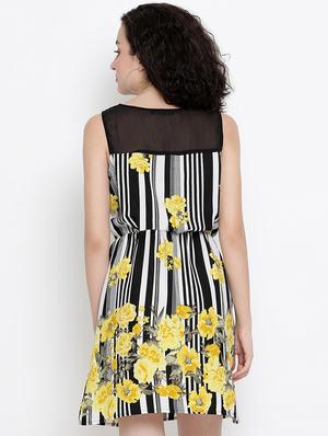 net panel floral a-line dress - 17011046 - Standard Image - 3