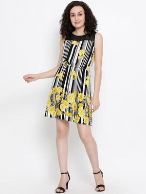net panel floral a-line dress - 17011046 - Standard Image - 4