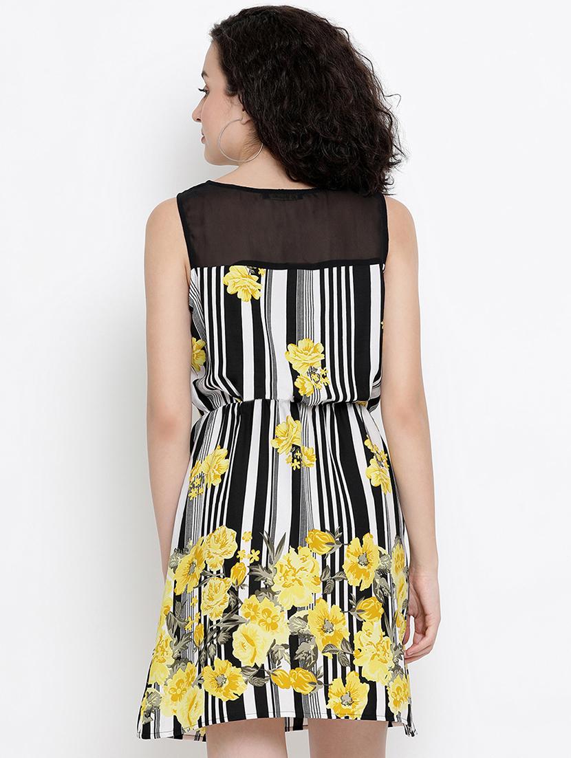 net panel floral a-line dress - 17011046 - Zoom Image - 3