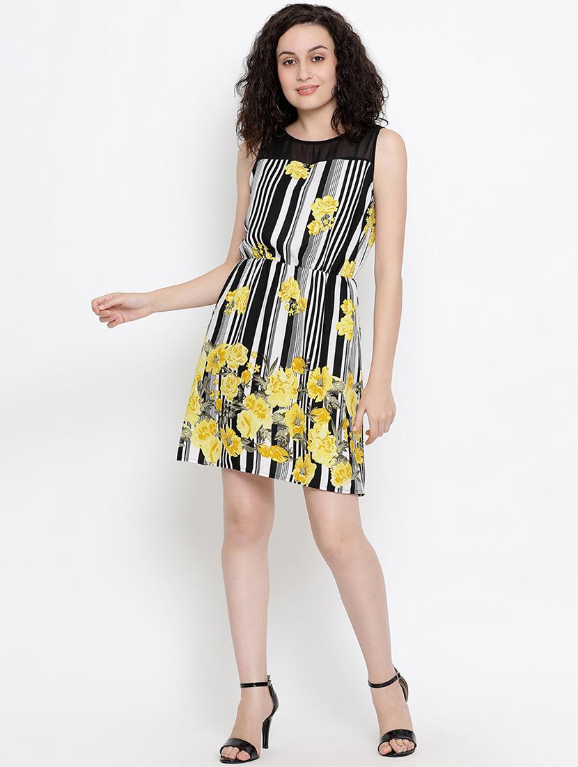 net panel floral a-line dress - 17011046 - Zoom Image - 4