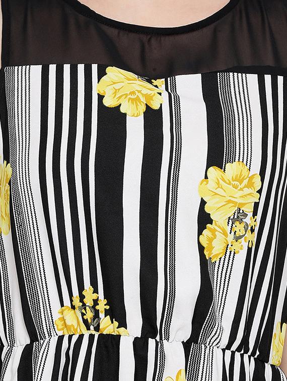 net panel floral a-line dress - 17011046 - Zoom Image - 5