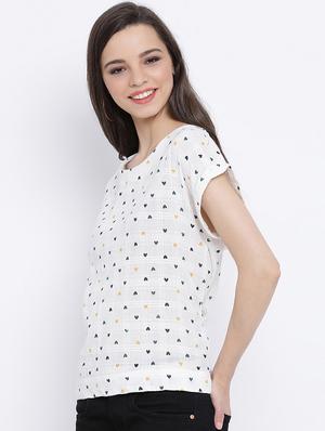 tie back heart print top - 17011060 - Standard Image - 2