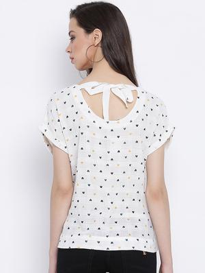 tie back heart print top - 17011060 - Standard Image - 3