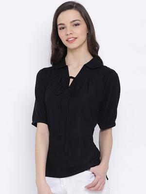 tie up neck solid top - 17011062 - Standard Image - 2