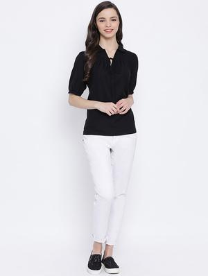 tie up neck solid top - 17011062 - Standard Image - 4