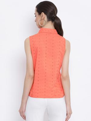 tie front schiffli shirt - 17011084 - Standard Image - 3