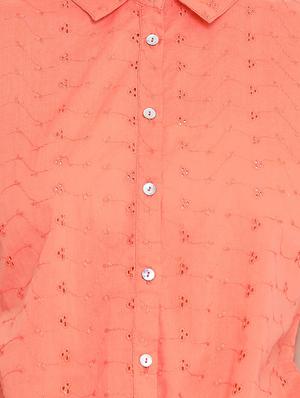 tie front schiffli shirt - 17011084 - Standard Image - 5