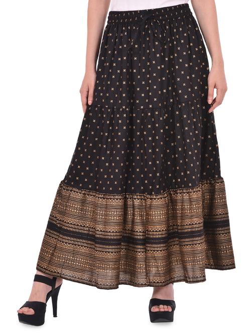 gold rayon aline skirt - 17011302 - Very Small Image - 1