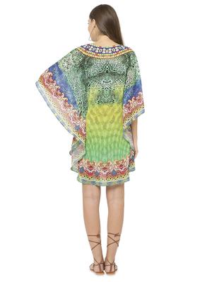 green georgette kaftan - 17011423 - Standard Image - 4