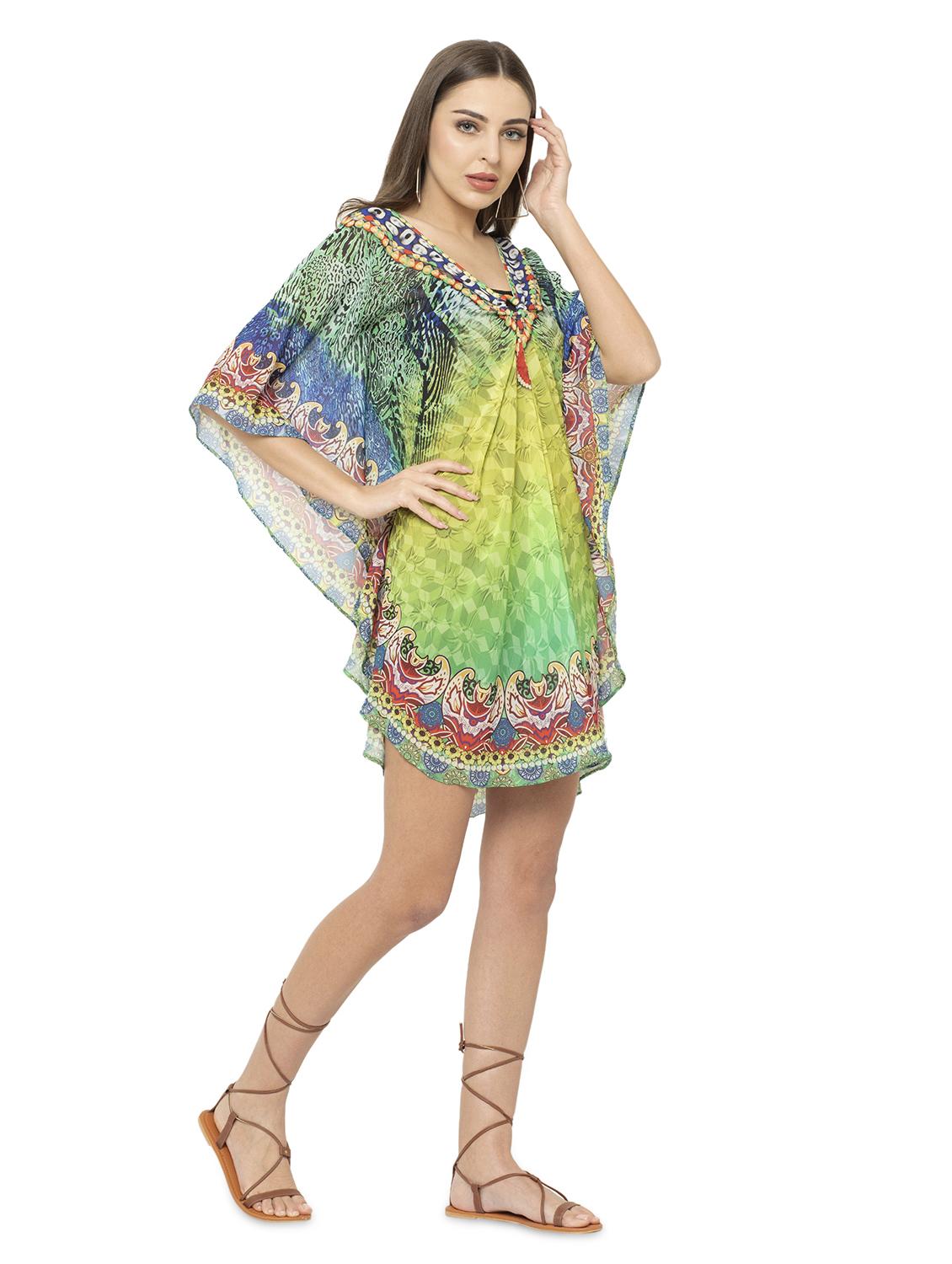 green georgette kaftan - 17011423 - Zoom Image - 2