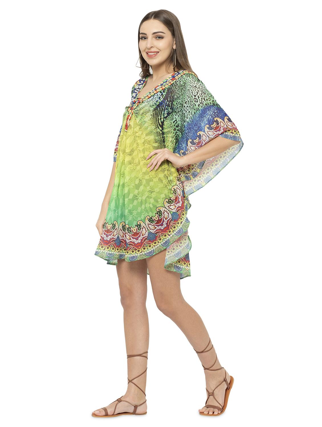 green georgette kaftan - 17011423 - Zoom Image - 3
