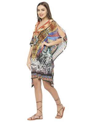 multi colored georgette kaftan - 17011424 - Standard Image - 3