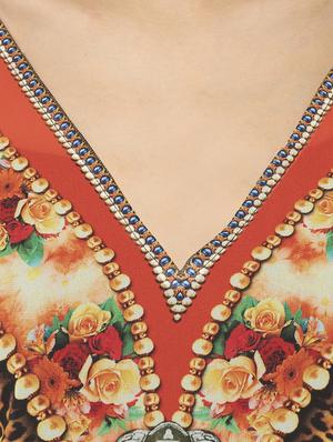 multi colored georgette kaftan - 17011424 - Standard Image - 5