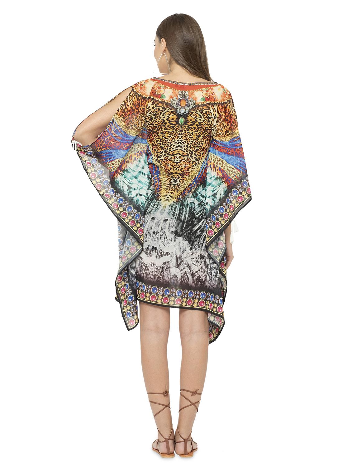 multi colored georgette kaftan - 17011424 - Zoom Image - 4