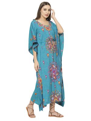 blue crepe kaftan - 17011426 - Standard Image - 2