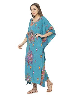 blue crepe kaftan - 17011426 - Standard Image - 3