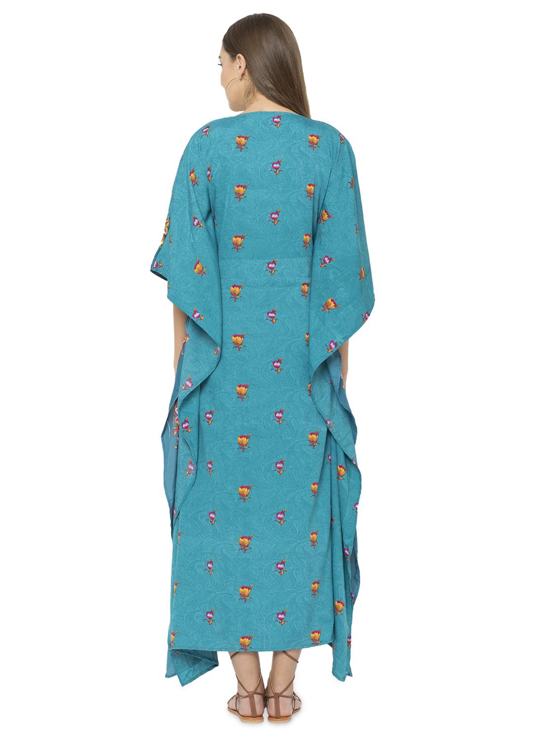 blue crepe kaftan - 17011426 - Zoom Image - 4