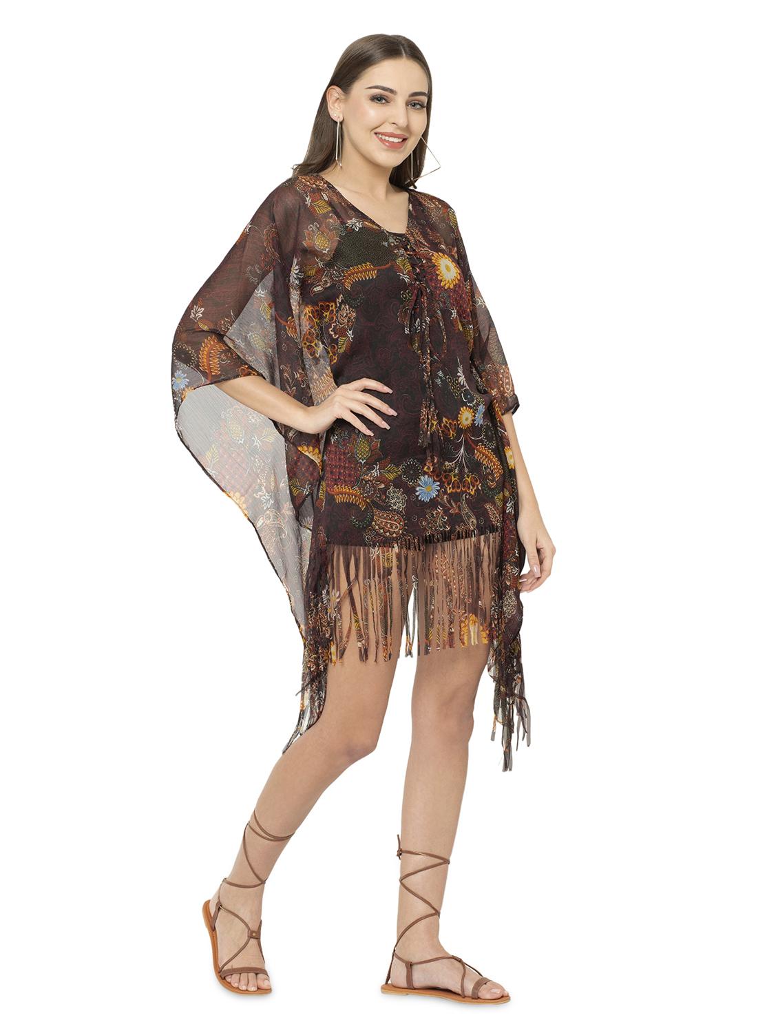 brown chiffon kaftan - 17011428 - Zoom Image - 2