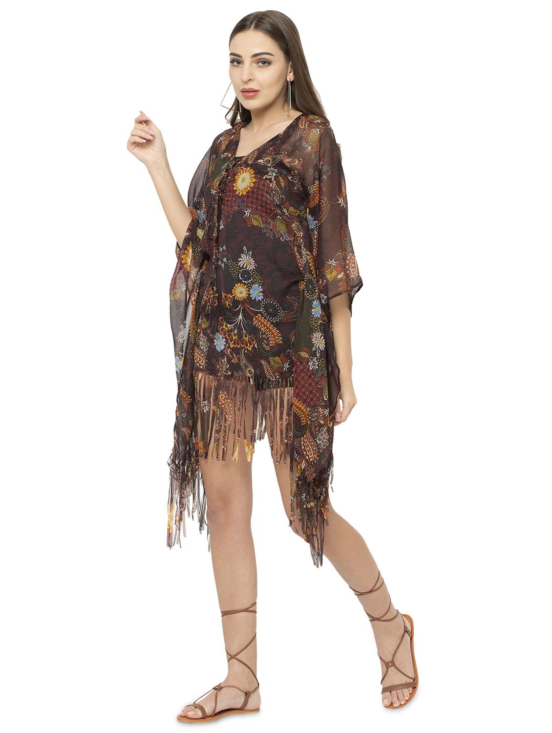 brown chiffon kaftan - 17011428 - Zoom Image - 3
