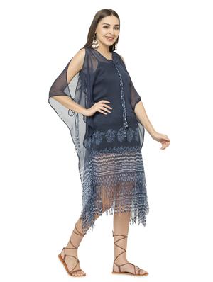 navy blue chiffon kaftan - 17011430 - Standard Image - 2