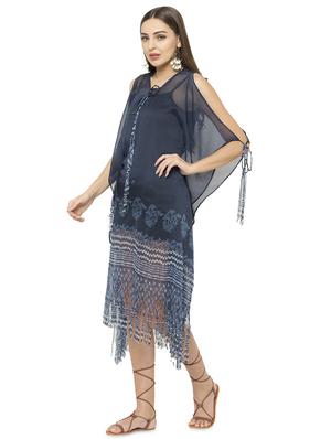 navy blue chiffon kaftan - 17011430 - Standard Image - 3