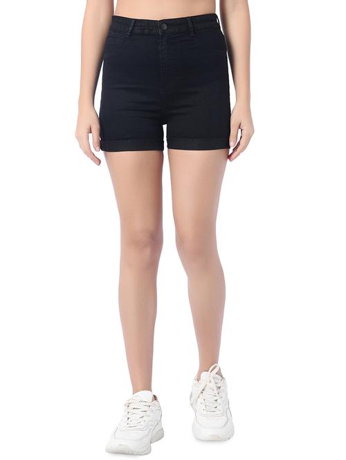 high rise denim shorts - 17011505 - Very Small Image - 1