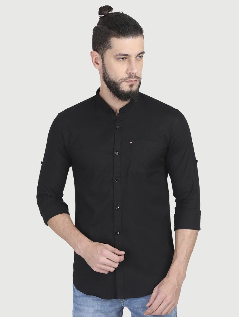 black solid casual shirt - 17011625 - Zoom Image - 1