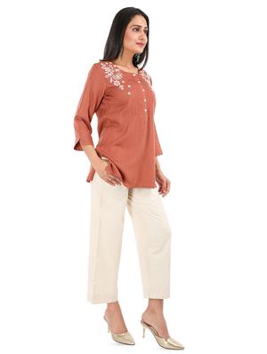 pink rayon straight kurti - 17012074 - Standard Image - 2