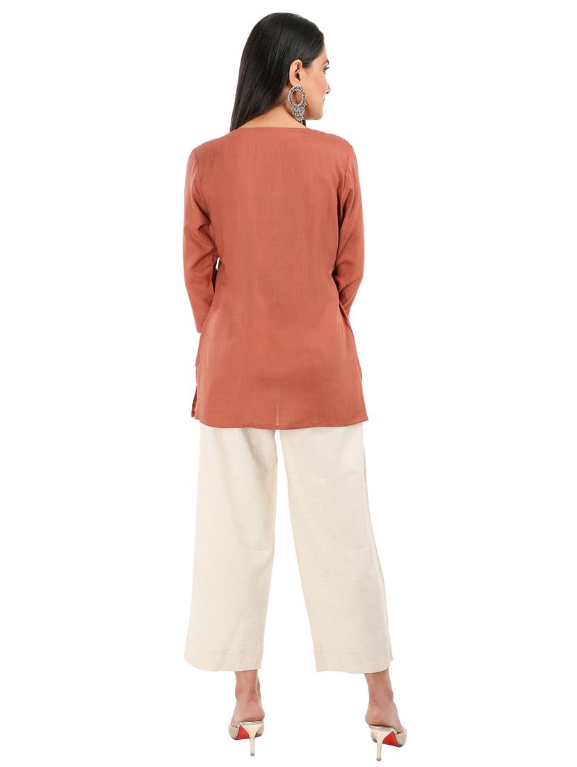pink rayon straight kurti - 17012074 - Zoom Image - 3