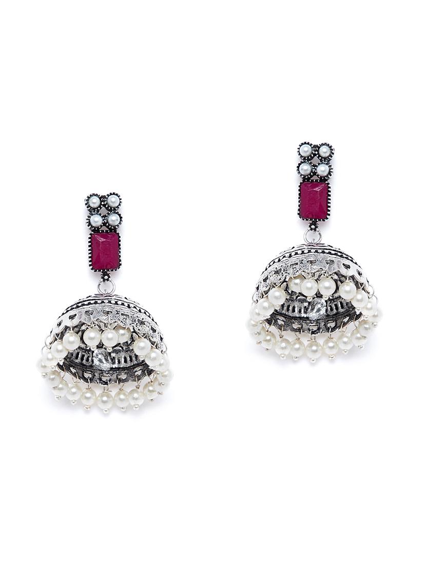red brass jhumka earring - 17012097 - Zoom Image - 2