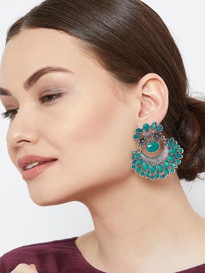 green brass chandballi earring - 17012098 - Standard Image - 4