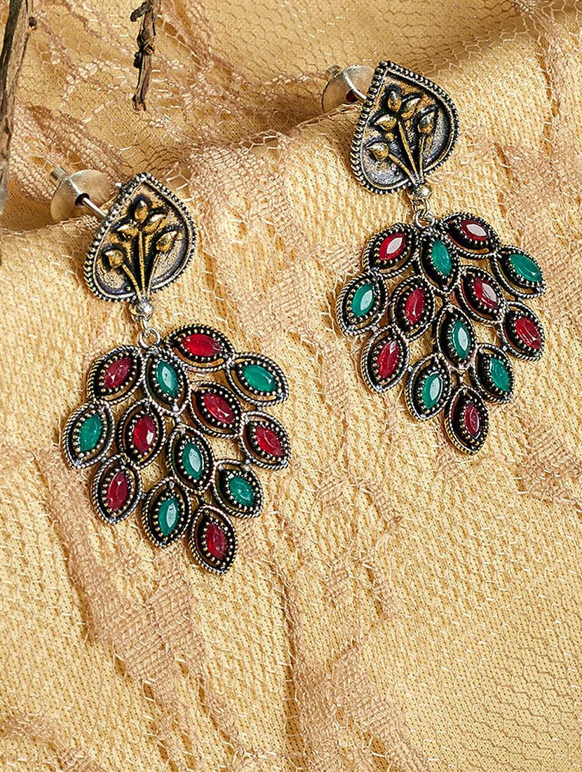 multi colored brass drop earring - 17012100 - Zoom Image - 1