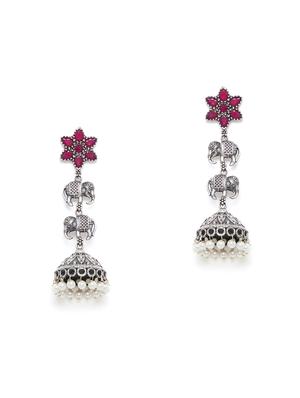 red brass jhumka earring - 17012103 - Standard Image - 2