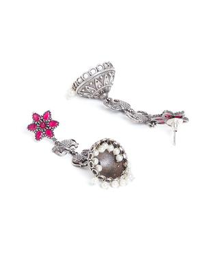 red brass jhumka earring - 17012103 - Standard Image - 3