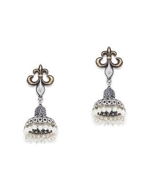 silver brass jhumka earring - 17012104 - Standard Image - 2