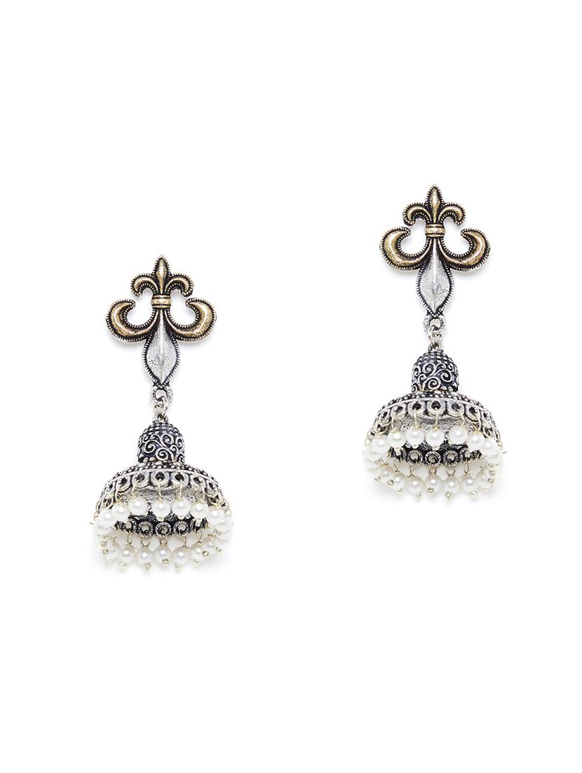 silver brass jhumka earring - 17012104 - Zoom Image - 2