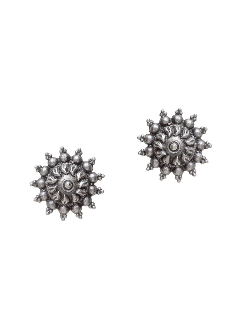 silver brass studs earring - 17012105 - Zoom Image - 2