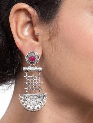 pink brass drop earring - 17012106 - Standard Image - 4