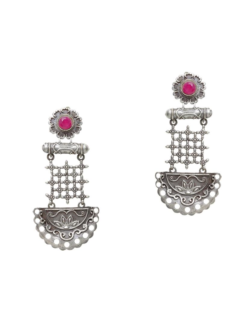 pink brass drop earring - 17012106 - Zoom Image - 2