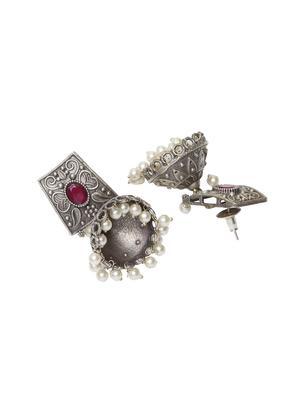 red brass jhumka earring - 17012108 - Standard Image - 3